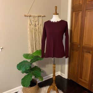 Burgundy long sleeve soft top